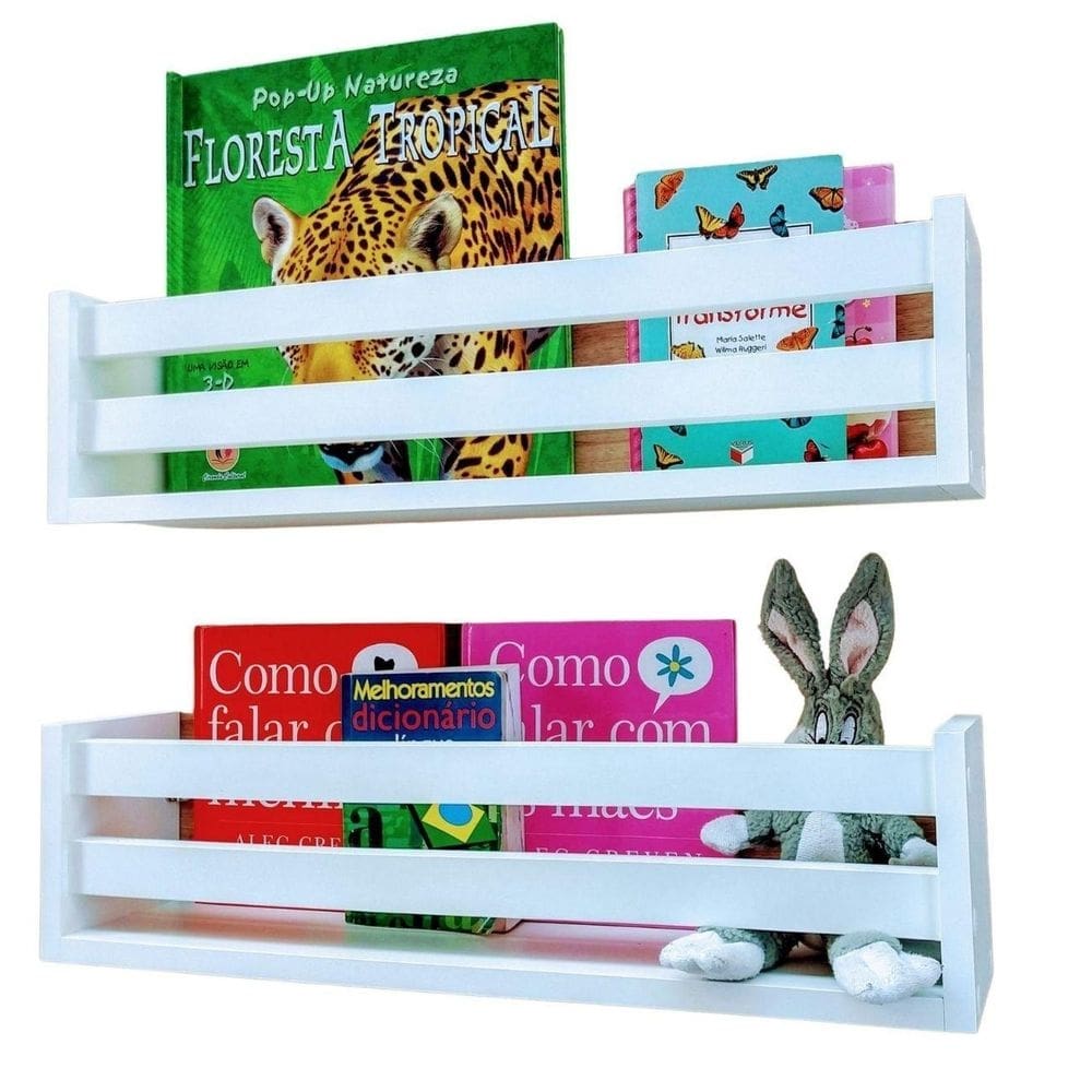 Estante livros infantis nicho livreiro mdf de parede 2un40cm