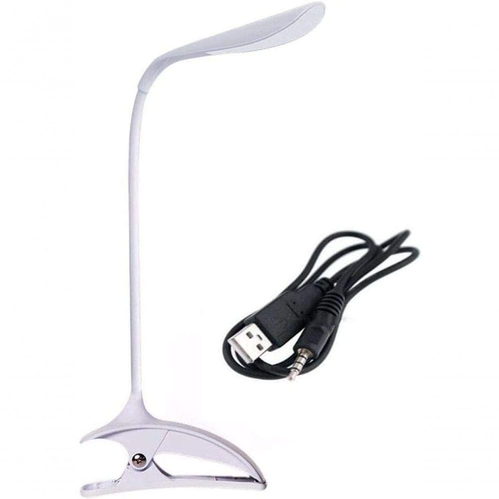 Luminária De Mesa Sem Fio Touch Screen 18 Leds Com Garra