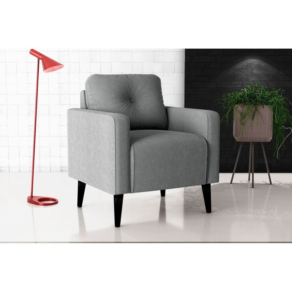 Poltrona Decorativa Veludo Bahamas Boucle Cinza