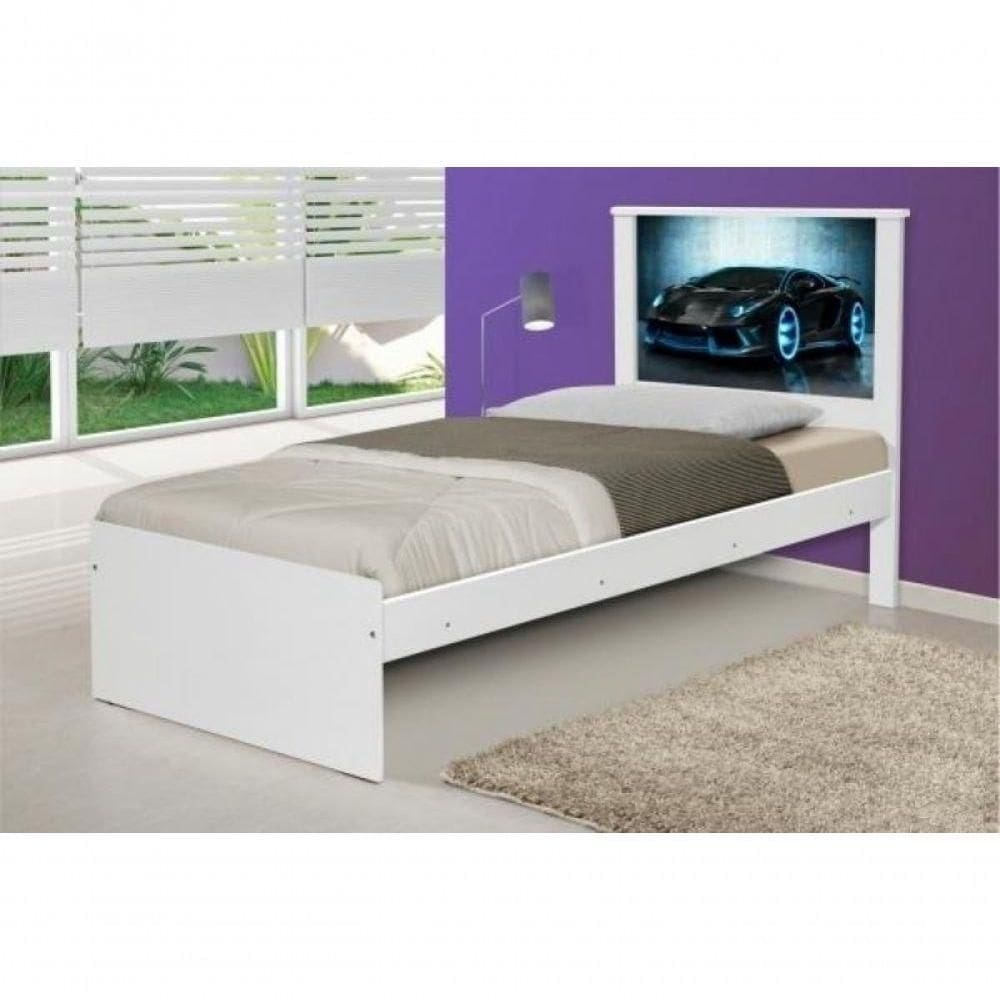 Cama Solteiro Carro Sport Raio Azul