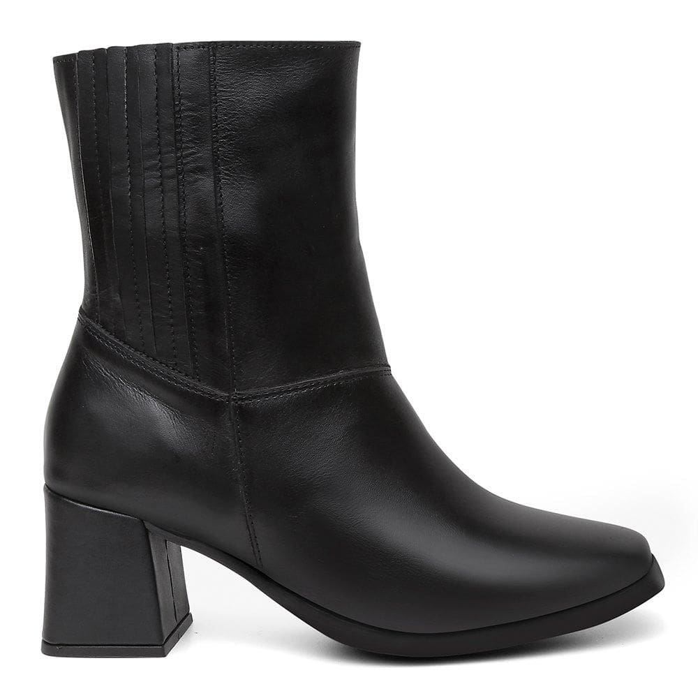 Bota Feminina Couro Casual Cano Baixo Zíper + Bolsa