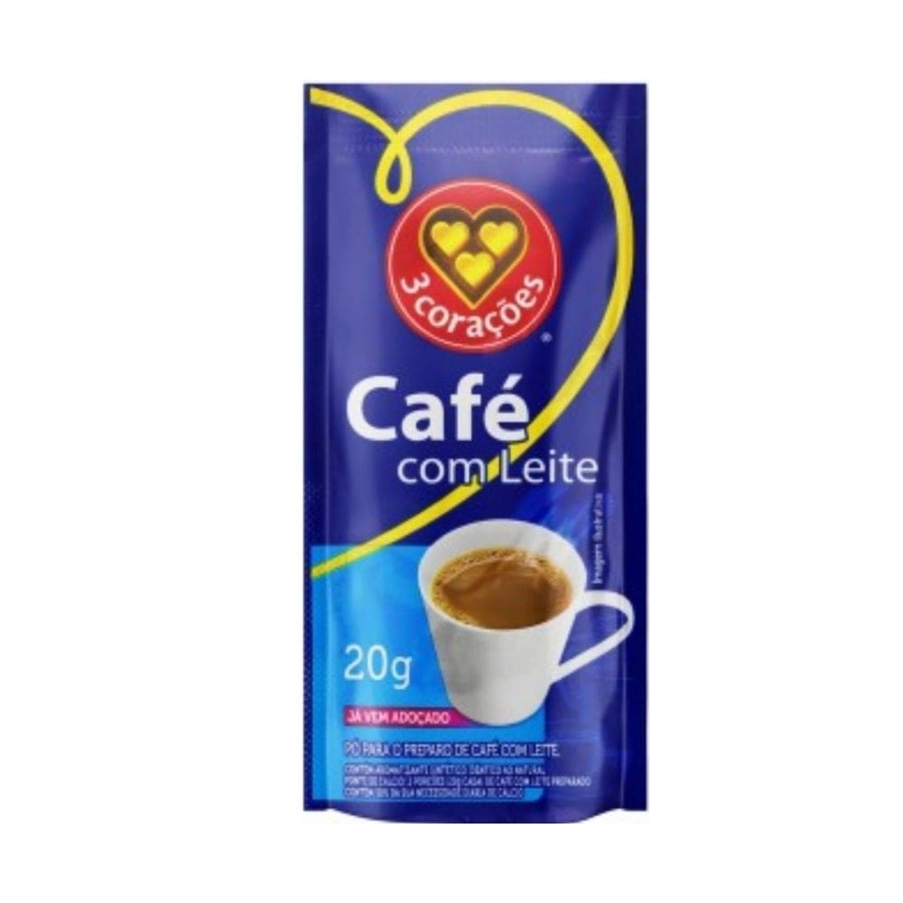 Mistura café com leite em sachê 3 corações 20g - 50 und