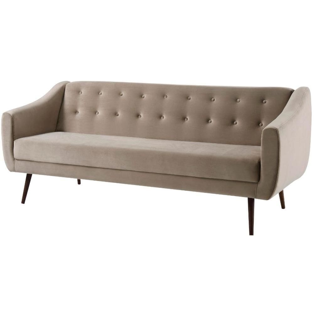 Sofá-Cama 3 Lugares Retrô Mimo Botonê Daf Móveis 210 Cm Madeira Eucalipto Veludo Fendis Base Madeira