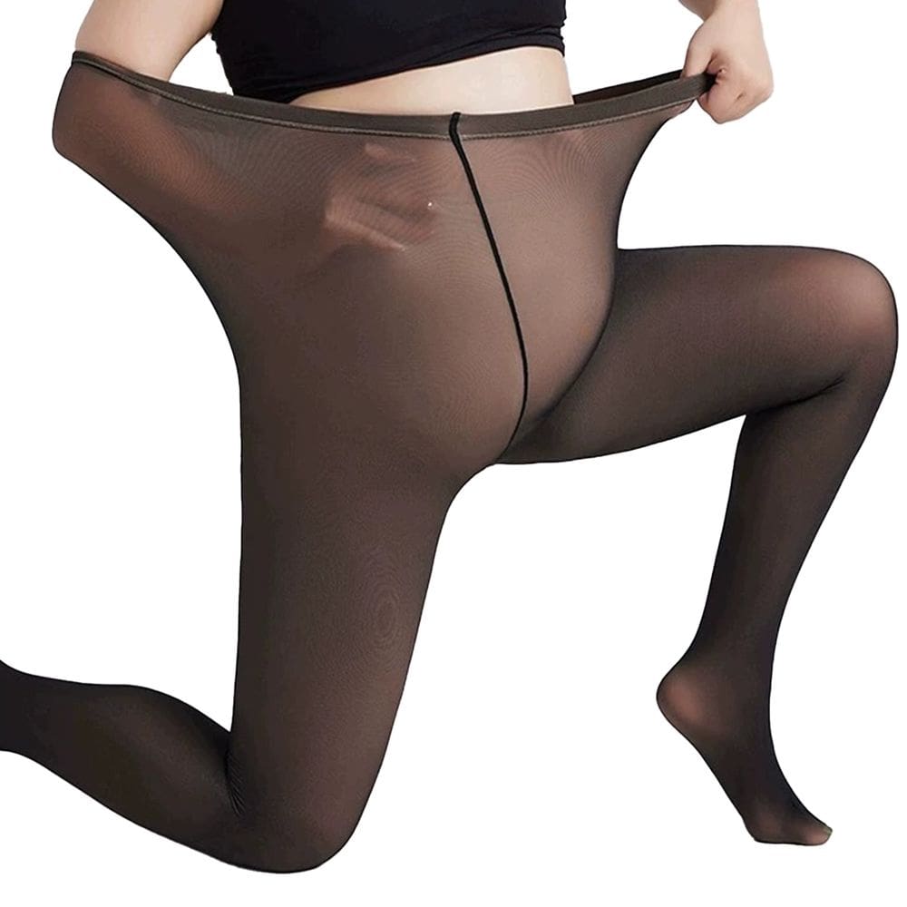 kit 2 Meia-Calça Térmica Plus Size Forrada Peluciada Translúcida Calça Legging Inverno De Frio