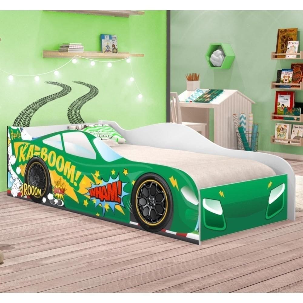 Cama Carro Kaboom Verde Solteiro