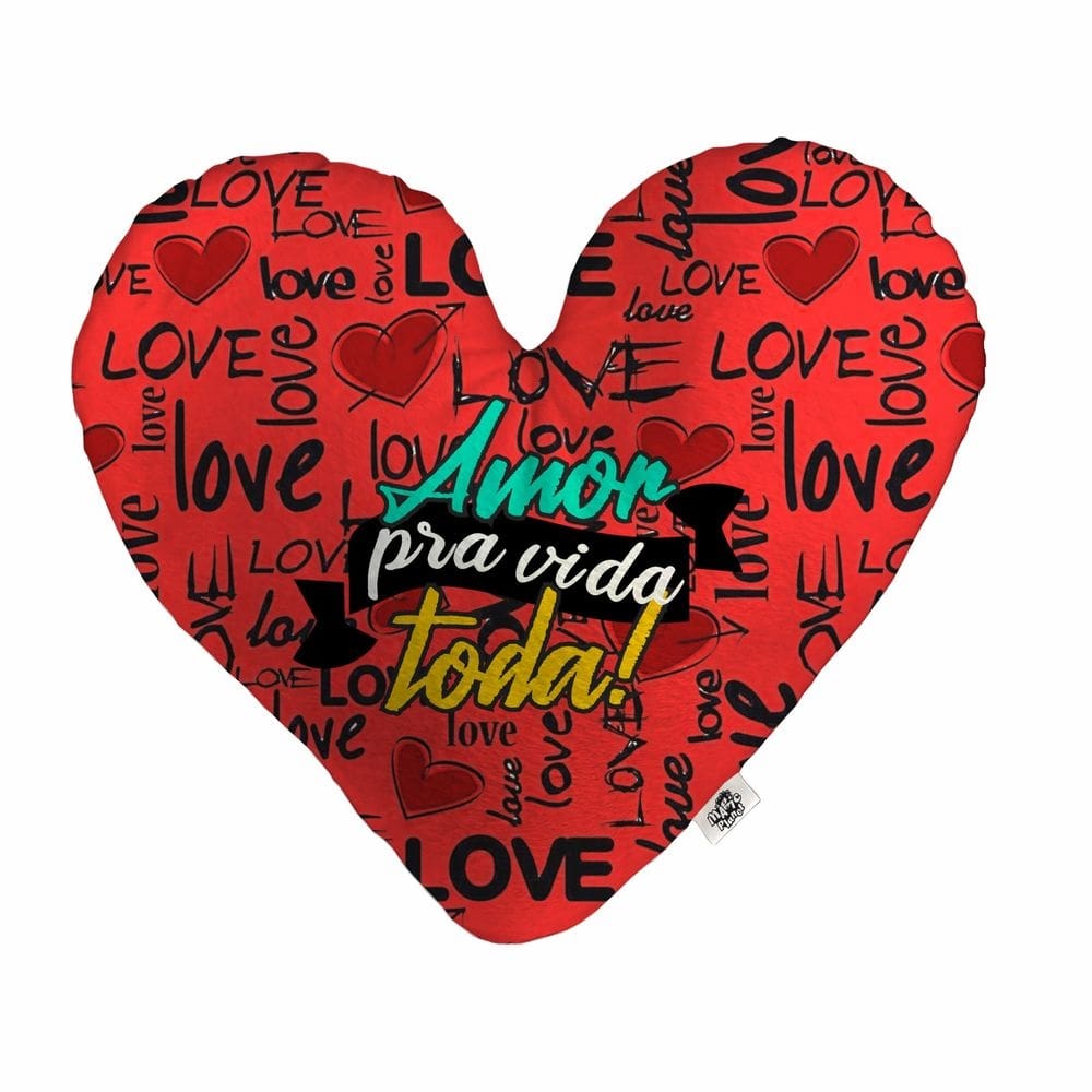 Almofada Coração Pelúcia Amor Pra Vida Toda Namorados Tamanho:G