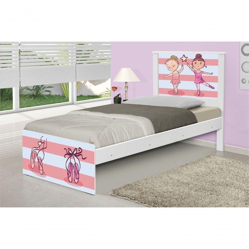 Cama Solteiro Adesivada Bailarinas Com Colchão