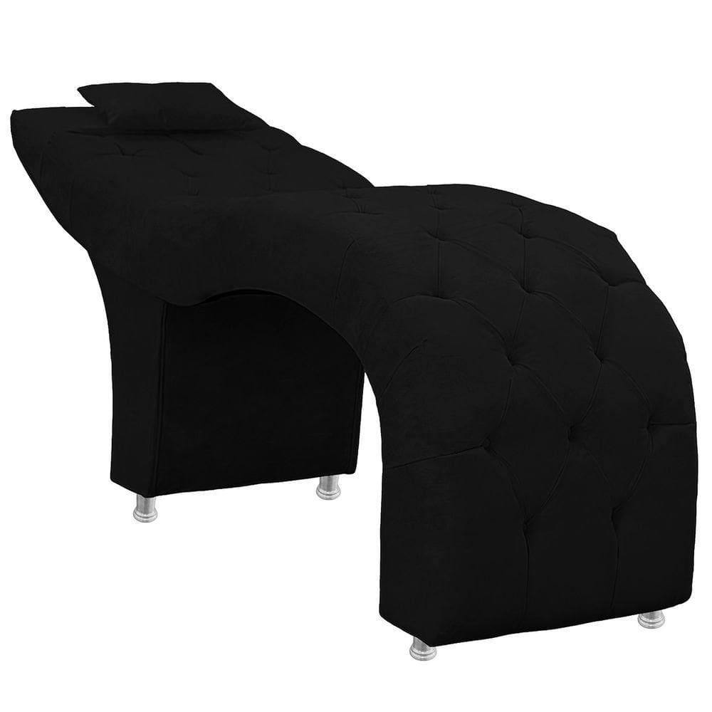 Maca Estofada Capitone Julia Para Estetica Facial Sombrancelha E Cilios Suede Cor Preto