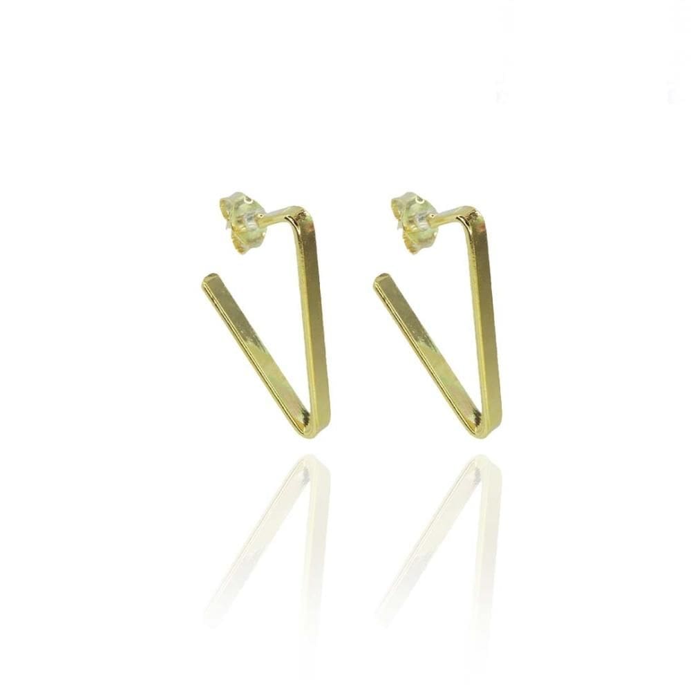 Brinco Argola De Triângulo Folheado A Ouro 18k [F027]