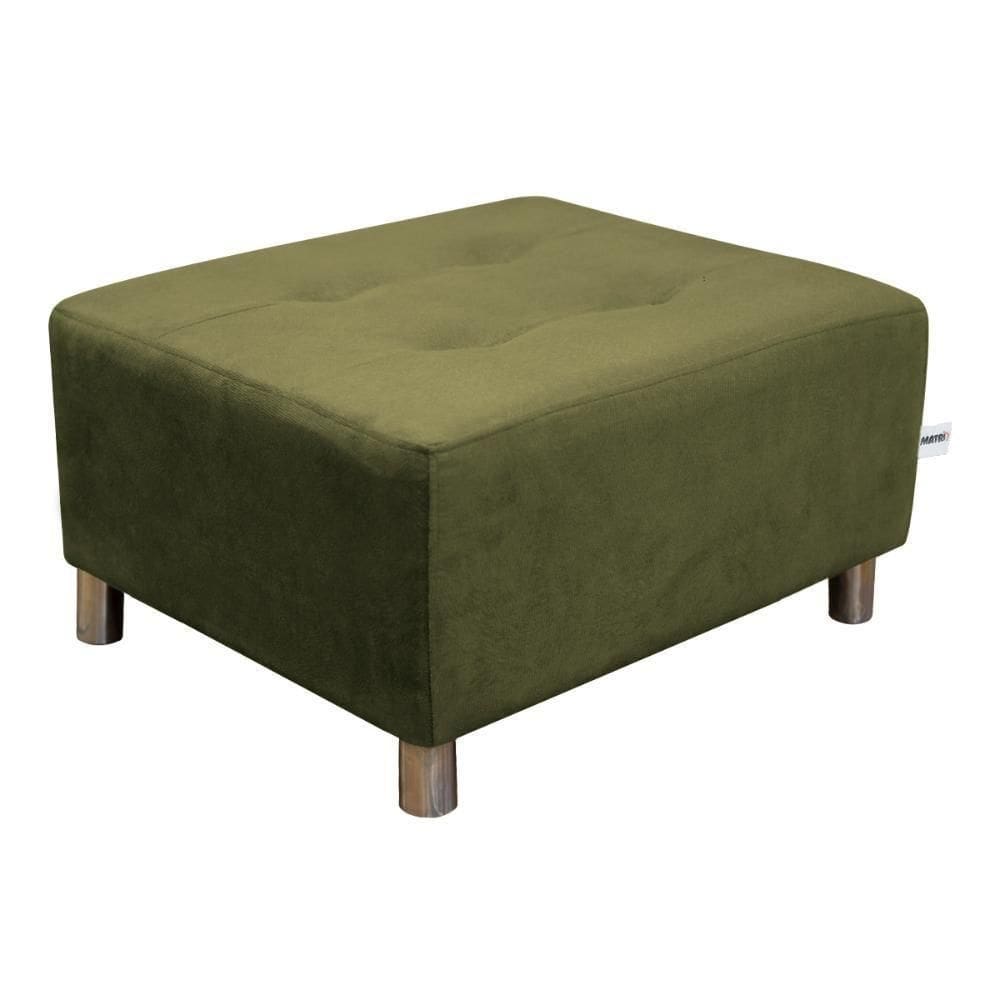 Puff Para Sala Com Pés Com Alumínio Nero Veludo Chumbo