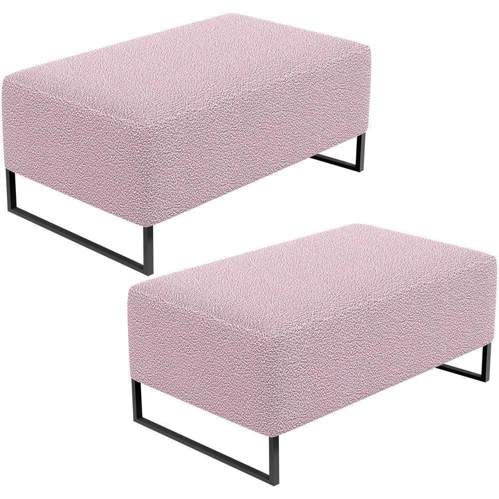 Kit 02 Puffs Decorativo Cléo 90Cm W01 Preto Bouclê Rosê