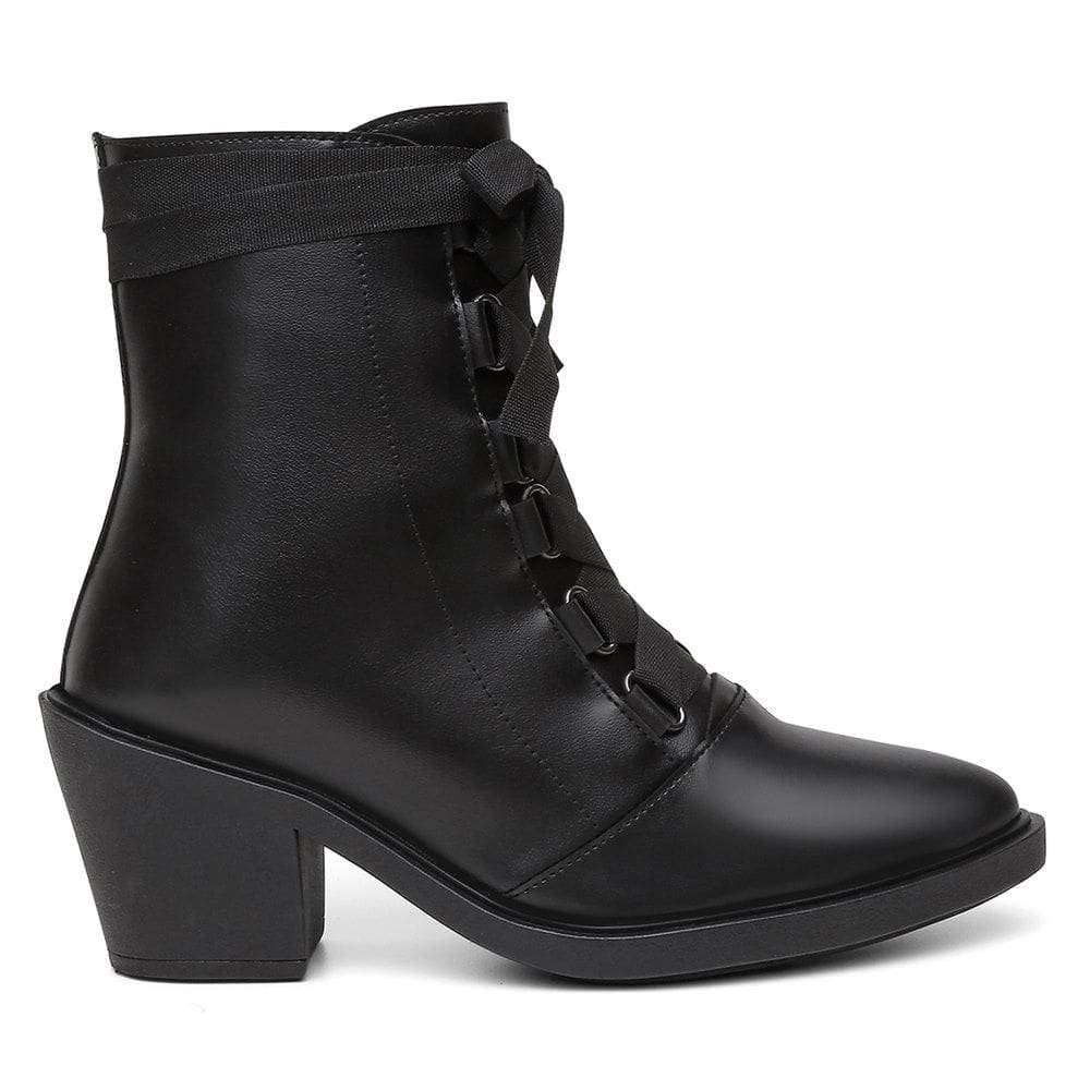 Bota Feminina Cano Curto Bico Fino + Bolsa Carteira Moderna