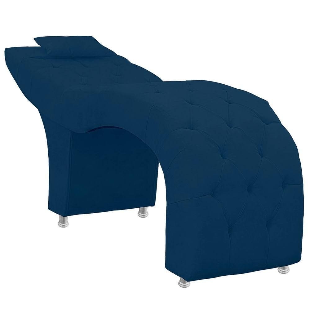 Maca Estofada Capitone Julia Para Estetica Facial Sombrancelha E Cilios Suede Cor Azul Marinho