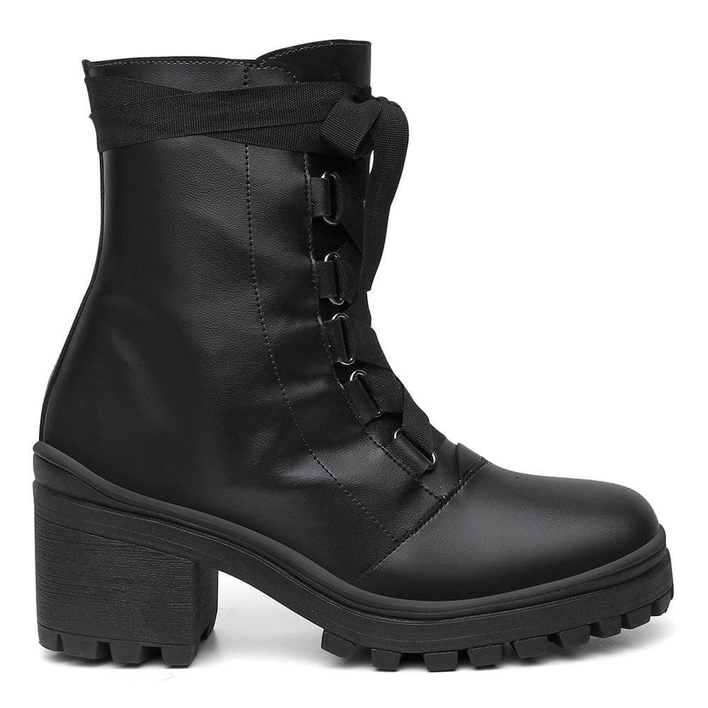 Bota Feminina Cano Curto Zíper Casual + Bolsa Roma Kit 2