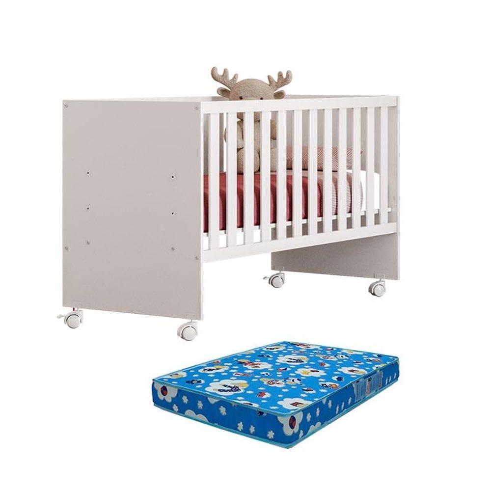 Berço Nacional Doce Sonho 3540 Branco Brilho com Colchão Ortobom – Qmovi