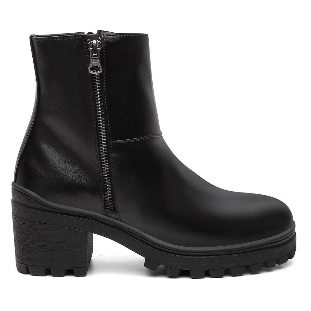 Bota Feminina Cano Curto Zíper Casual + Bolsa Carteira Kit 2