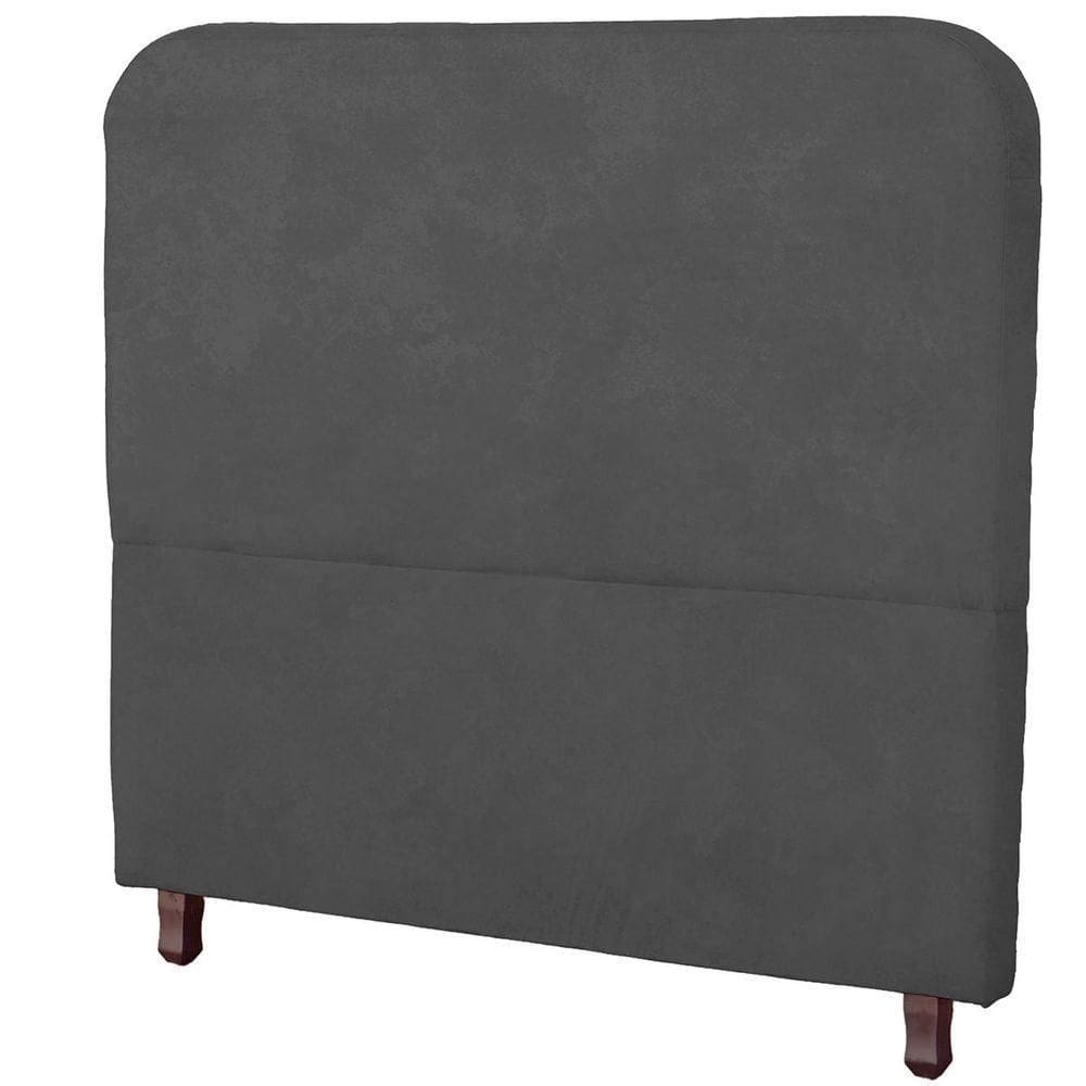 Cabeceira Casal Queen Estofada Para Cama Box Lizza Veludo Cinza Escuro