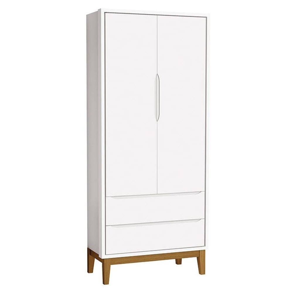 Guarda Roupa Infantil New Classic 2 Portas Branco com Pés Madeira – Reller