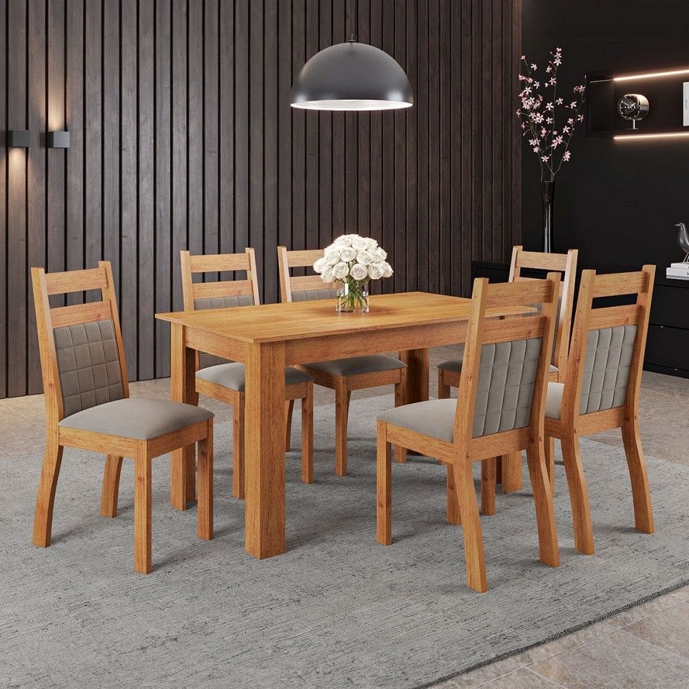 Mesa de Jantar 6 Lugares Luanda Perola - Panorama Móveis