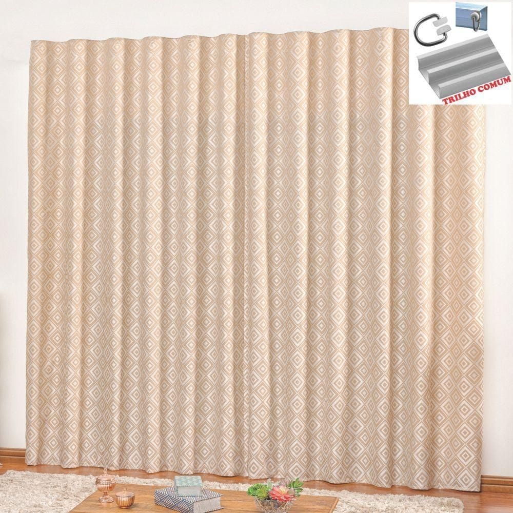 Cortina em jacquard degradê 3,00 x 2,70 trilho comum - avelã