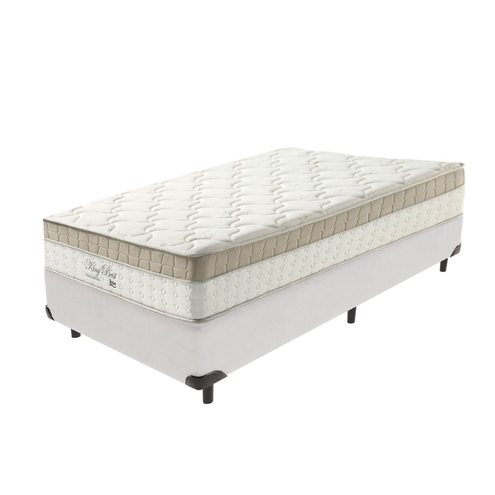 Cama Box Branco e Colchão Solteiro King Best Anjos