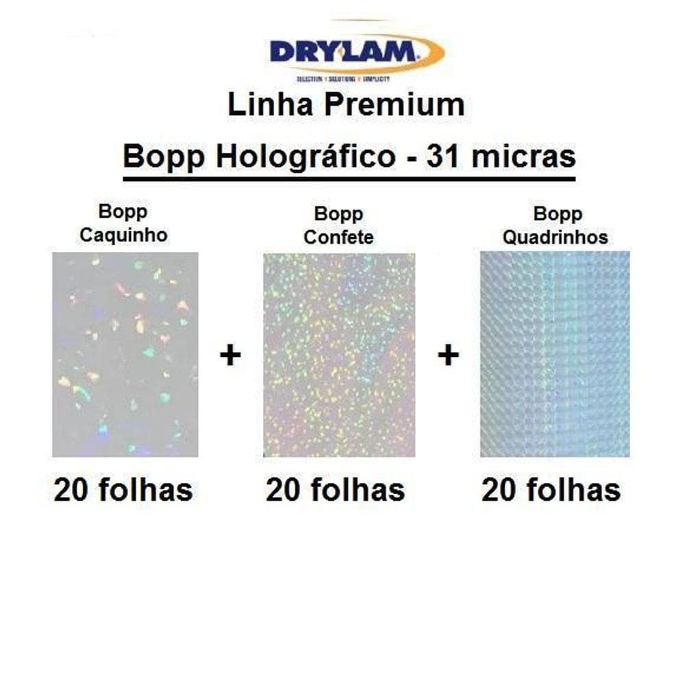 Kit bopp holográfico 3d - 31 micras - 60 folhas a4