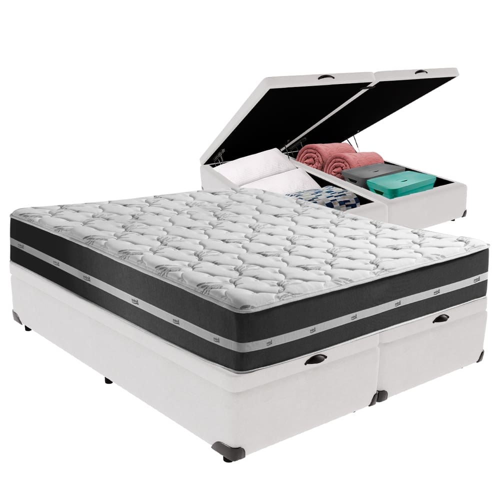 Cama + Box com Bau King Classic Anjos