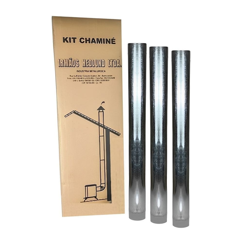 Kit 3 Canos 110mm Para Chaminé Fogão a Lenha Lareira Em Aço Galvanizado - N°1 AMZ