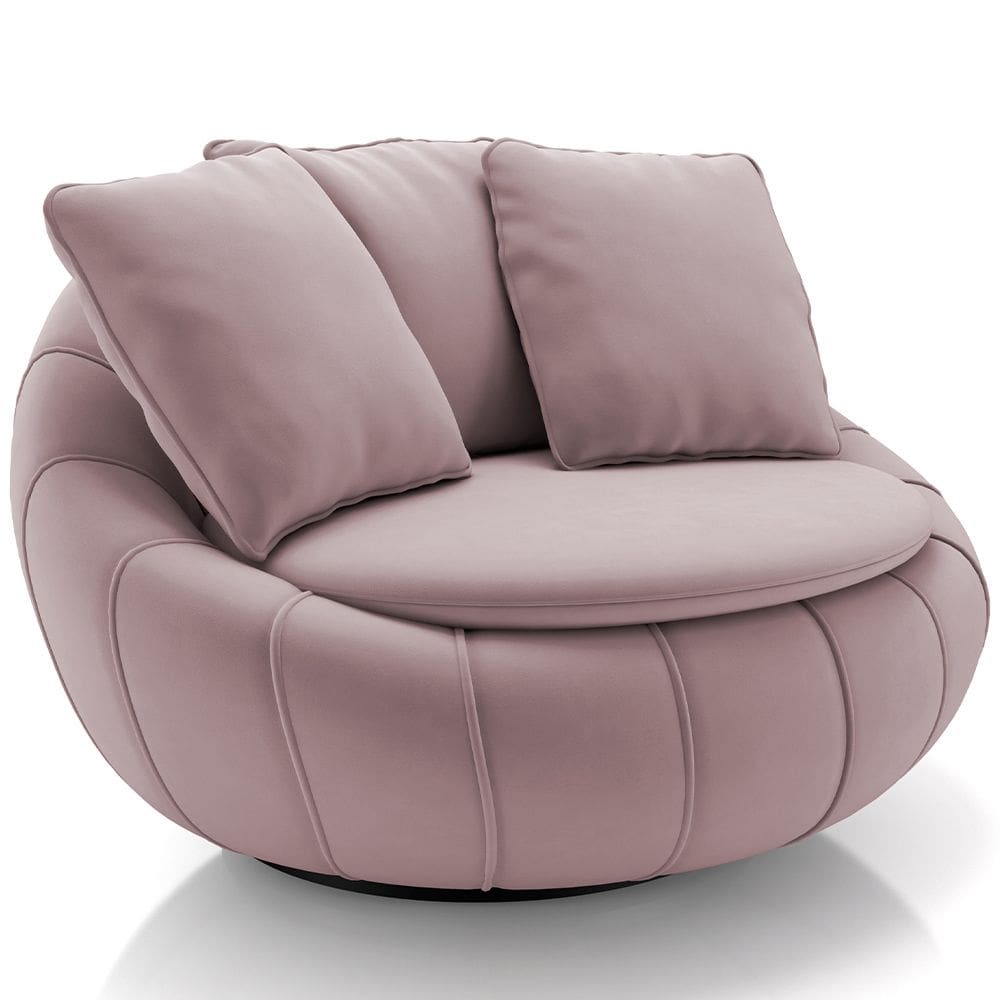 Poltrona Para Sala De Estar Decorativa Giratória Kira M03 Veludo Rosê - Lyam Decor