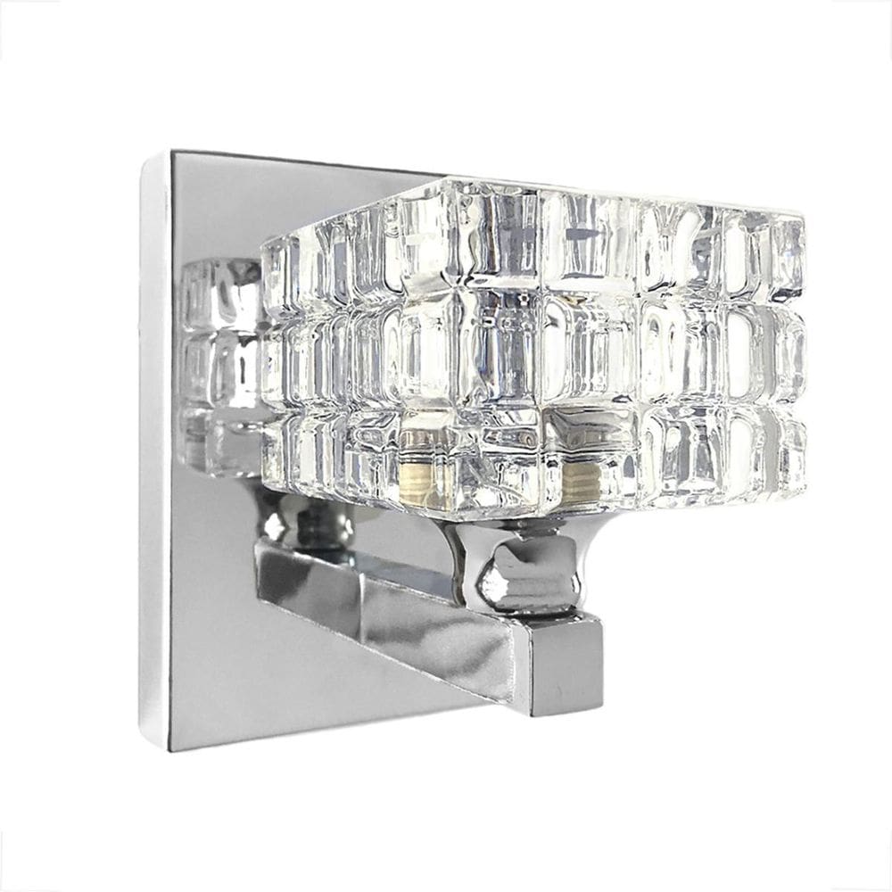 Kit 5 Arandela Interna Cristal Prata Base Espelhada Sala