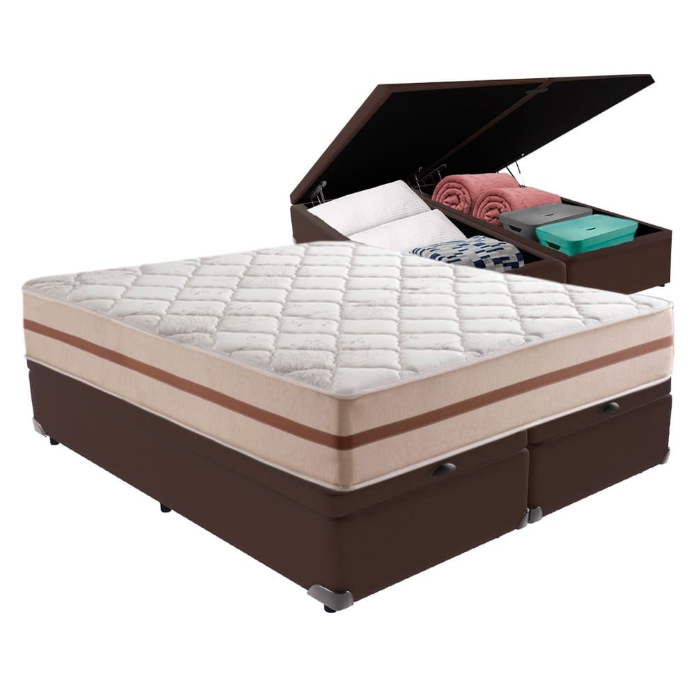 Cama + Box com Baú Colchão Queen Classic Anjos