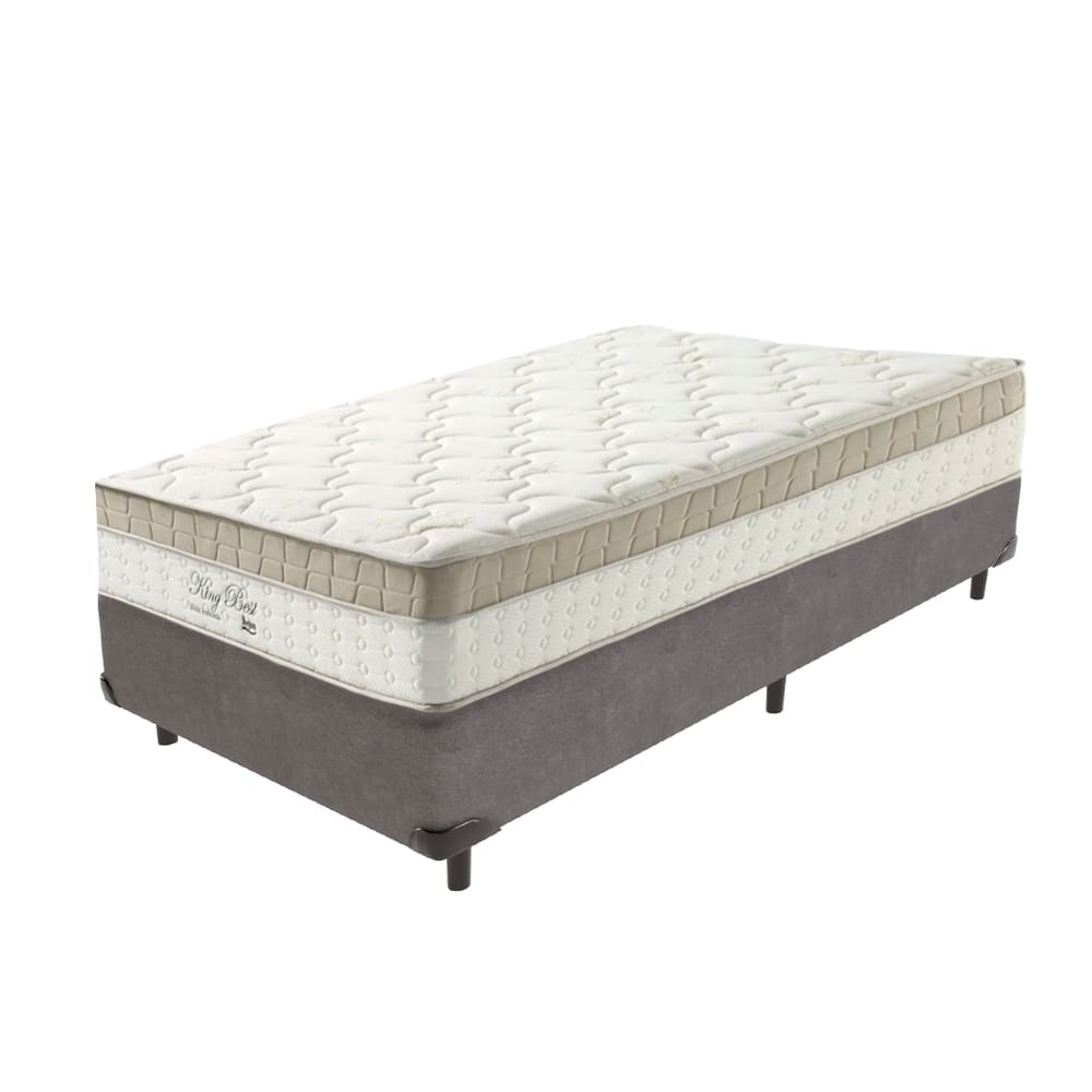 Cama Box Bege e Colchão Solteiro King Best Anjos