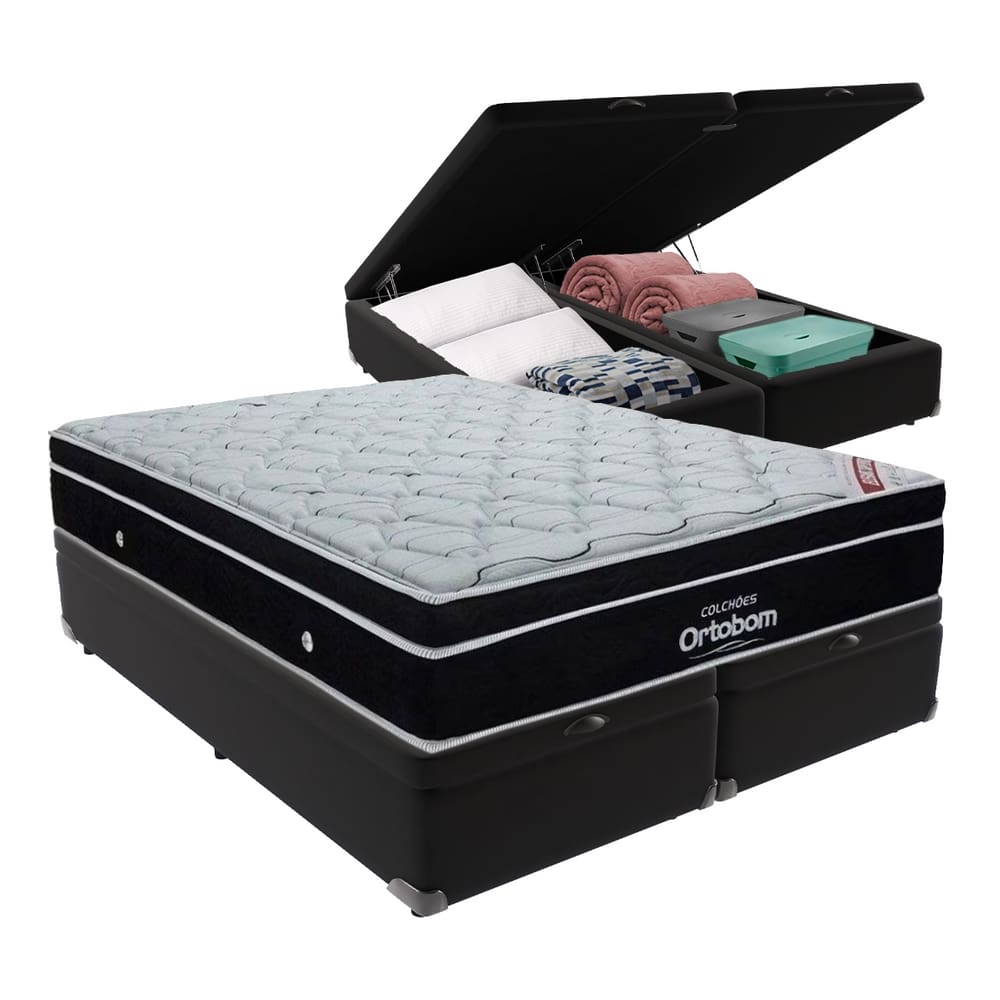Cama Box King Baú Ortobom Elegant Molas Ensacadas EuroPillow