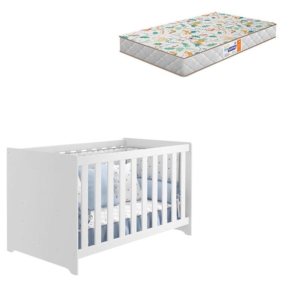 Berço Americano Mali Branco Acetinado com Colchão Gazin – Reller