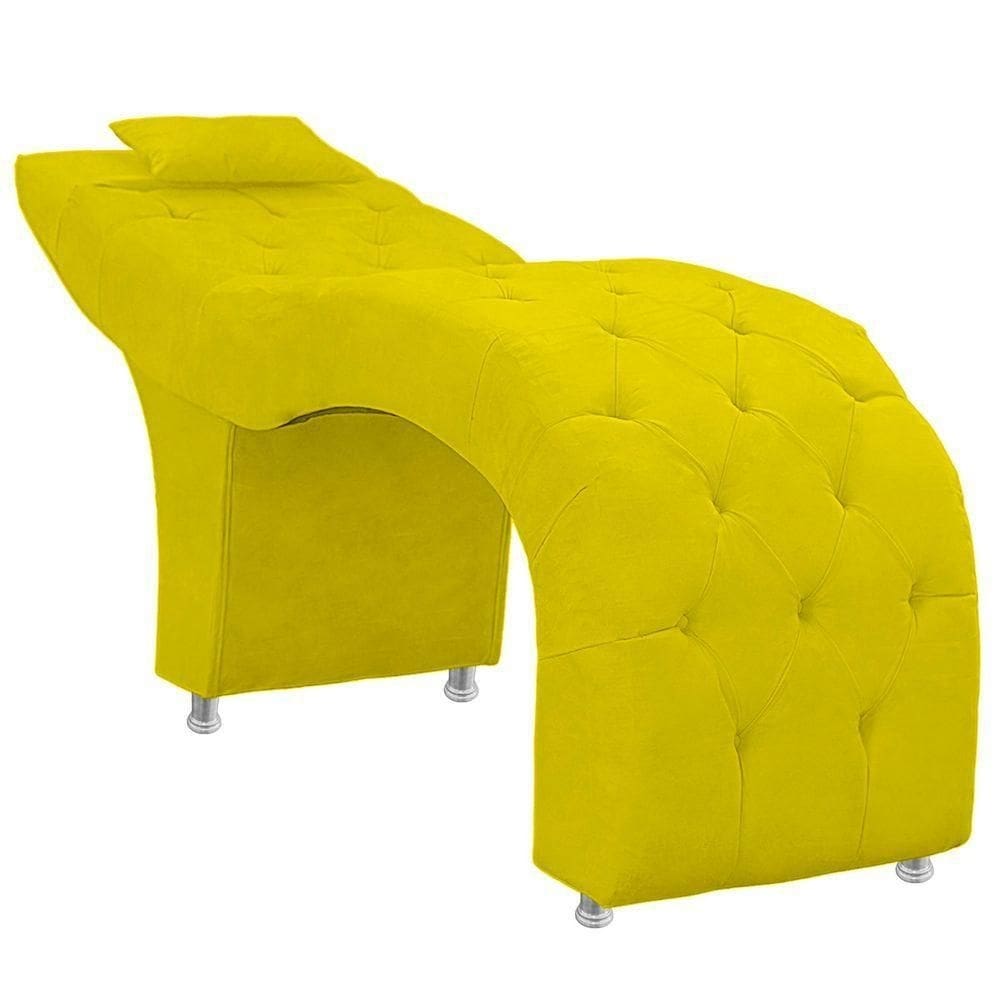 Maca Estofada Capitone Julia Para Estetica Facial Sombrancelha E Cilios Suede Cor Amarelo