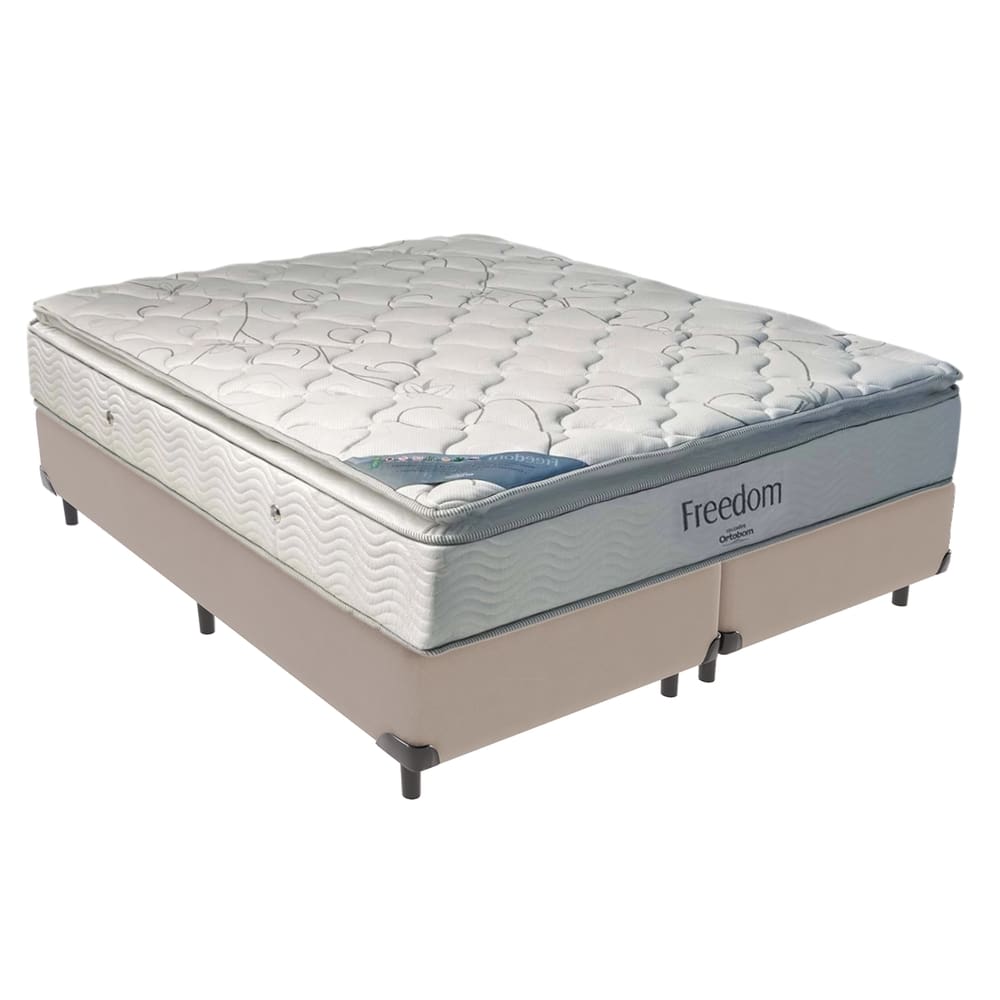 Cama Box Queen e Colchão Freedom Ortobom D33