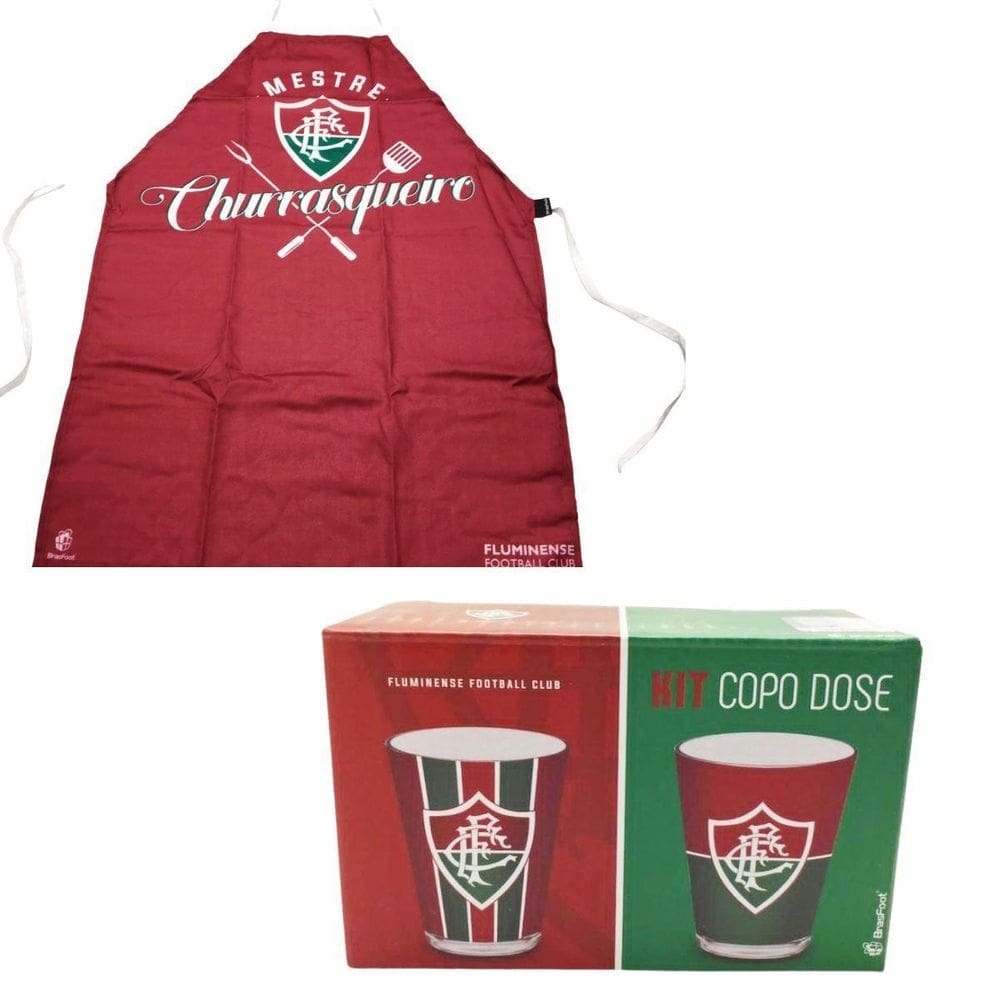 Kit Churrasco Avental Fluminense Mestre Churrasqueiro + Copo