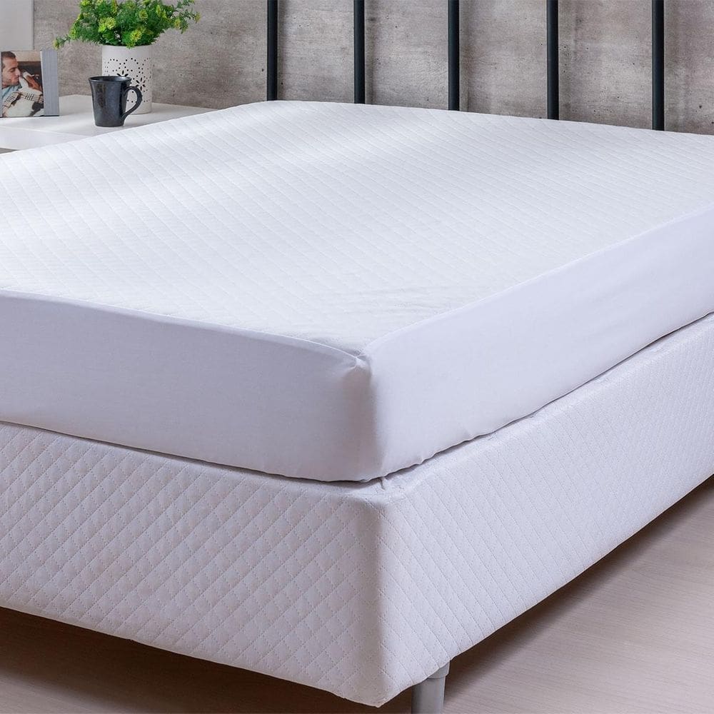Protetor Colchão Solteiro Impermeável Jacquard Branco - Plus
