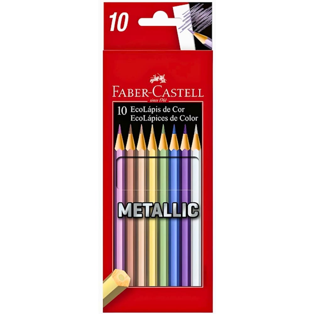 Lapis De Cor Ecolápis 10 Cores Metallic Faber Castell