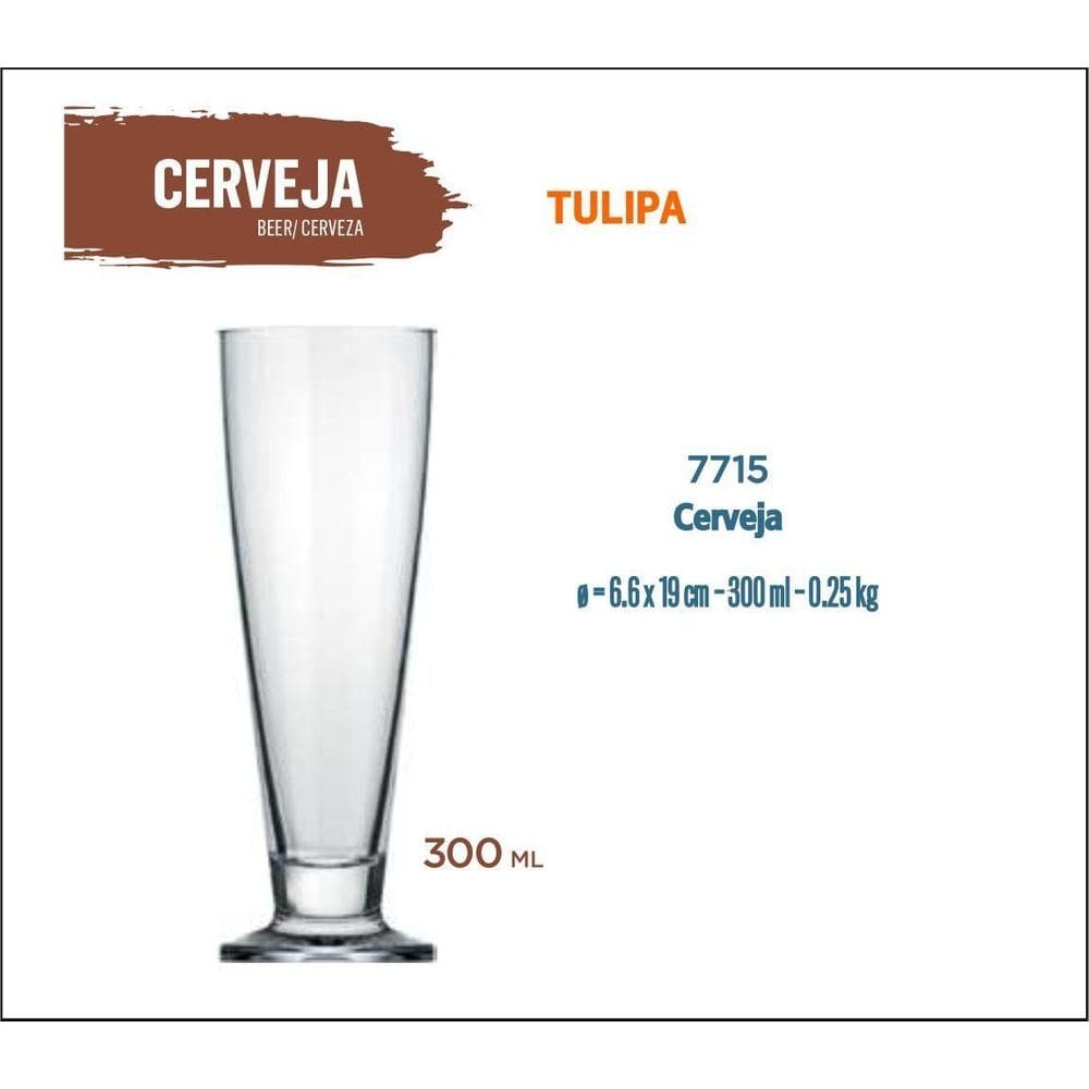 24 Taça Cerveja Tulipa 300Ml-Artesanal-Pilsen-Premium-Ipa