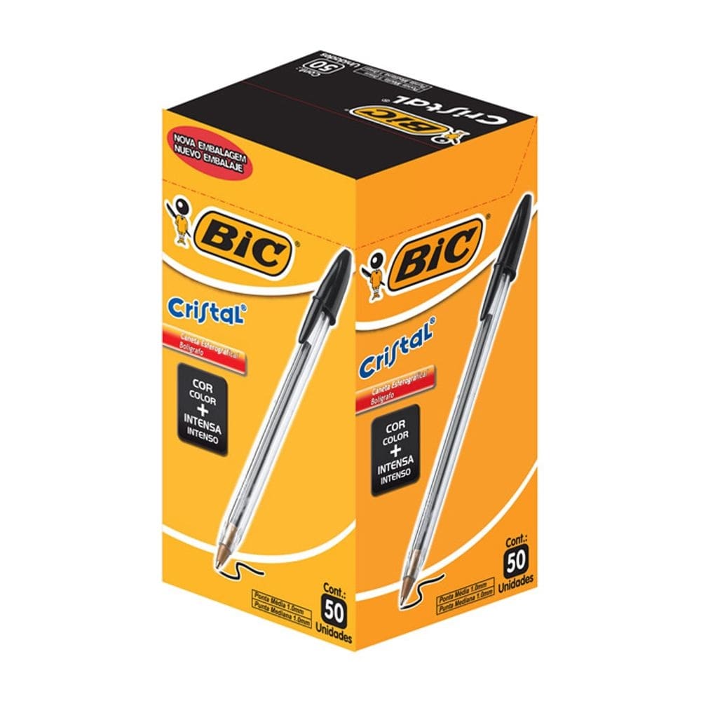 Kit com 50 unidades caneta bic cristal preta