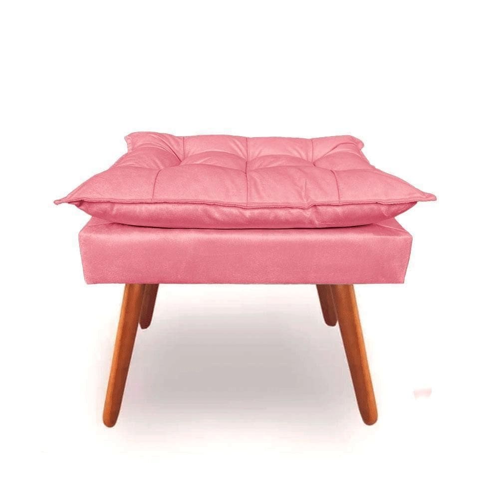 Puff luxo opala sala, recepção linha alta suede rose gold