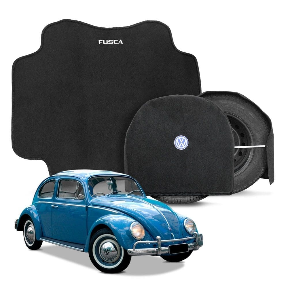Tapete Porta Malas Carpete Preto Fusca Novo C/ Capa De Estepe