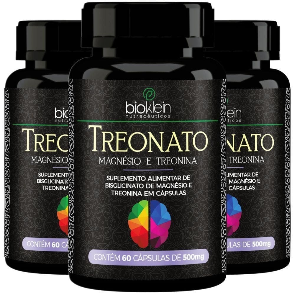 Kit 3x treonato magnésio + treonina 60 cápsulas - bioklein