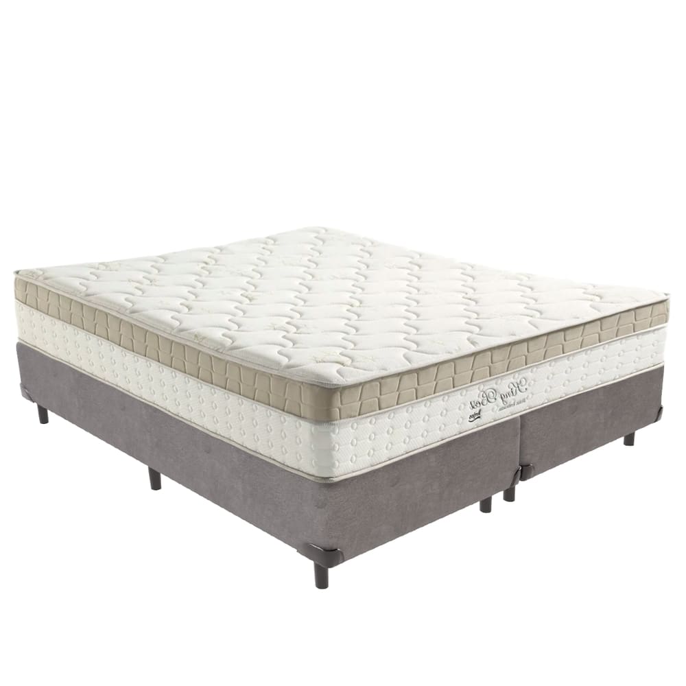 Cama Box Cinza e Colchão King King Best Anjos