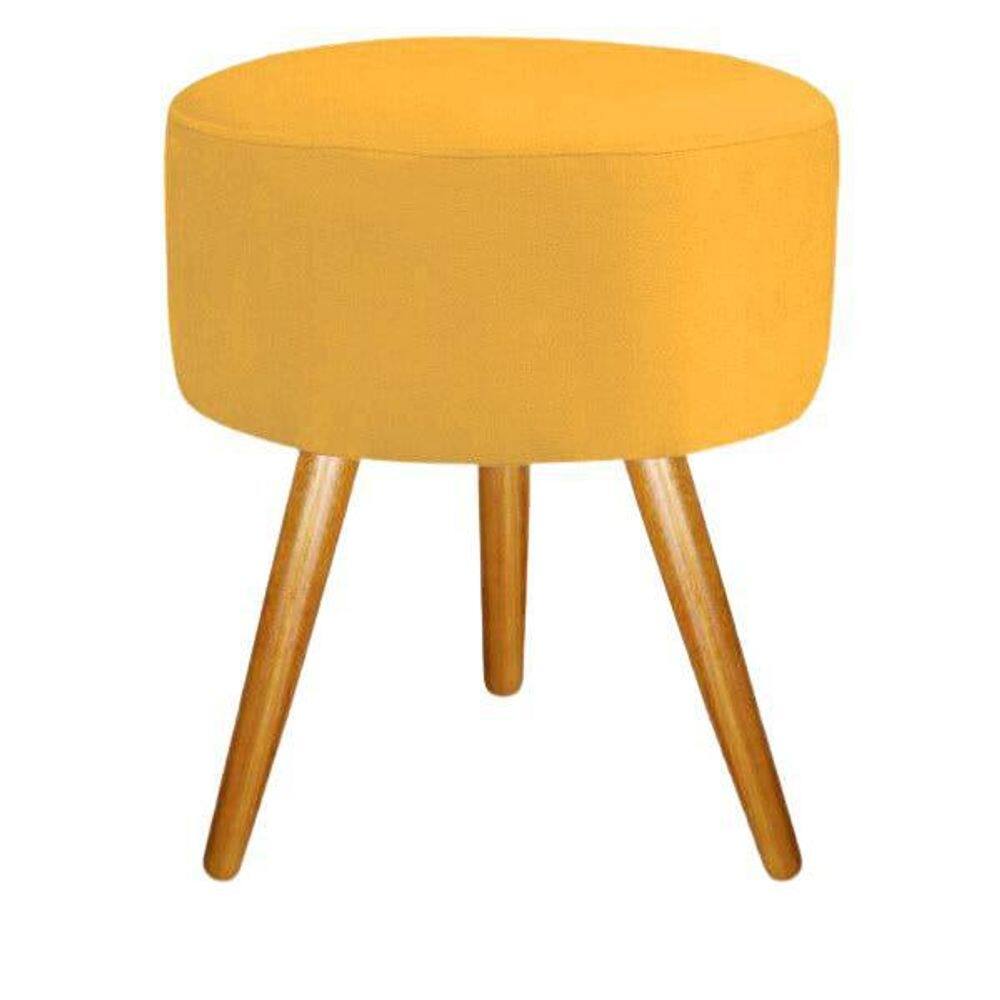 Puff banqueta para sala pé palito amarelo 50 cm altura