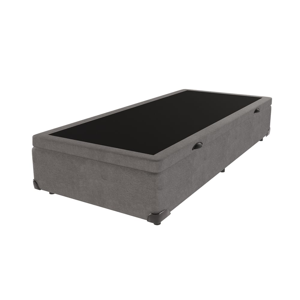 Base Box Baú Solteiro Cinza de Madeira 88cm KazaMix