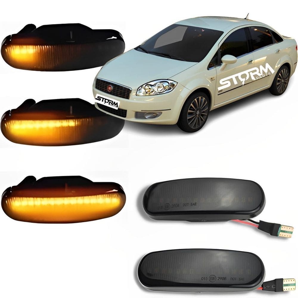 Par de pisca seta sequencial fiat linea para-lama luz led