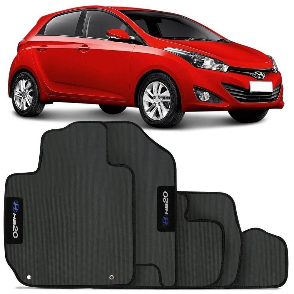 Tapete automotivo hb20 - borracha pvc bordado linha black