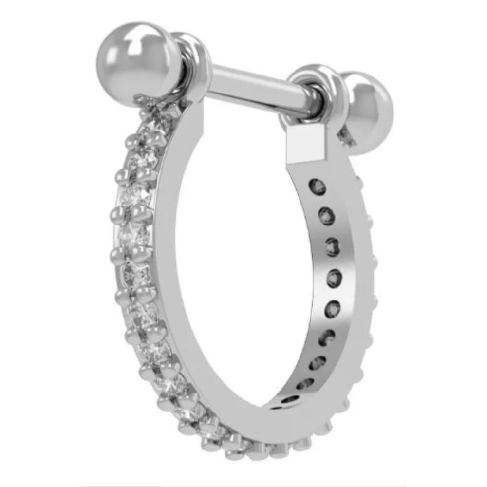 Piercing conch 15mm cravejado 24 zircônias - prata 925